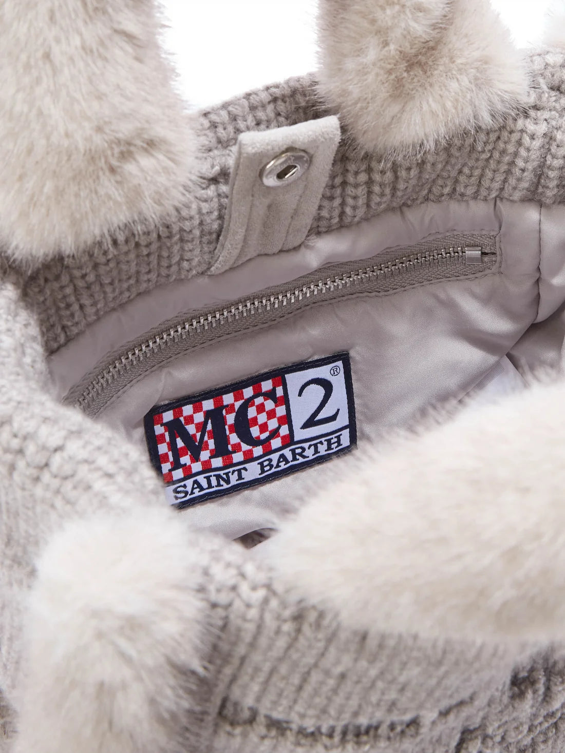 Mc2 Saint Barth Borsa Vanity Mini Shearling Rib Grigia