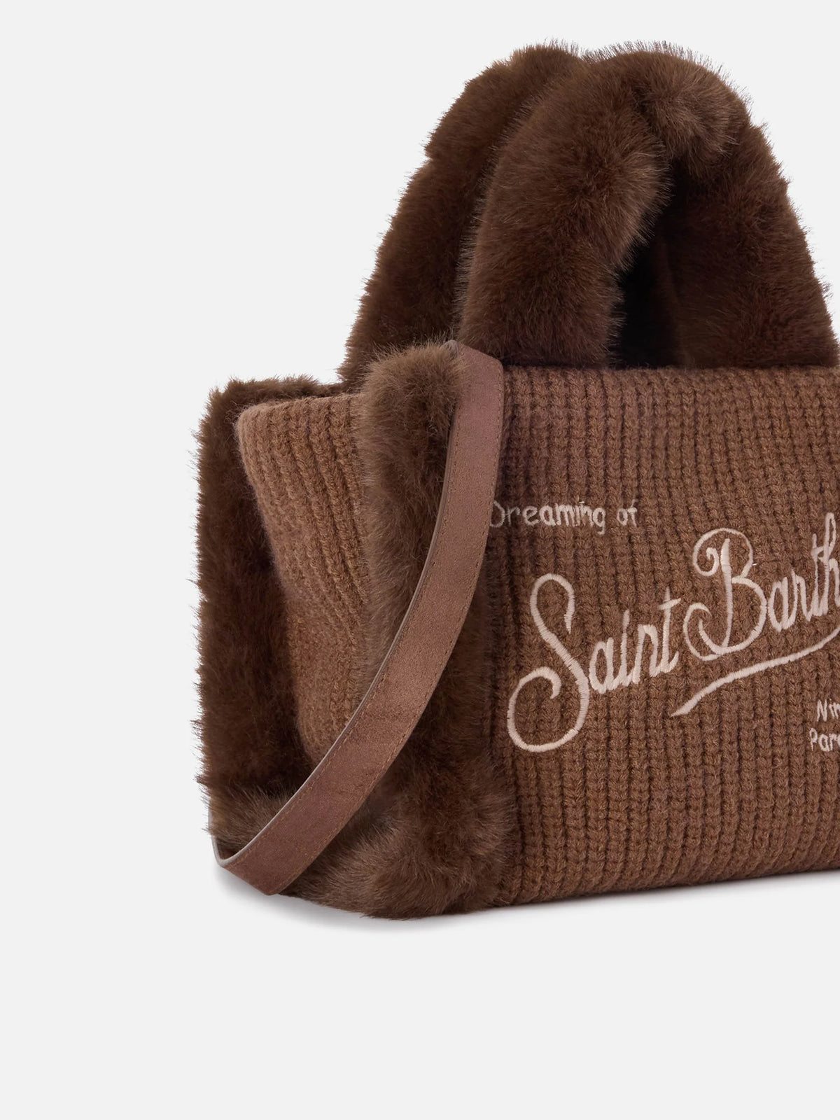 Mc2 Saint Barth Borsa Vanity Mini Shearling Rib Marrone