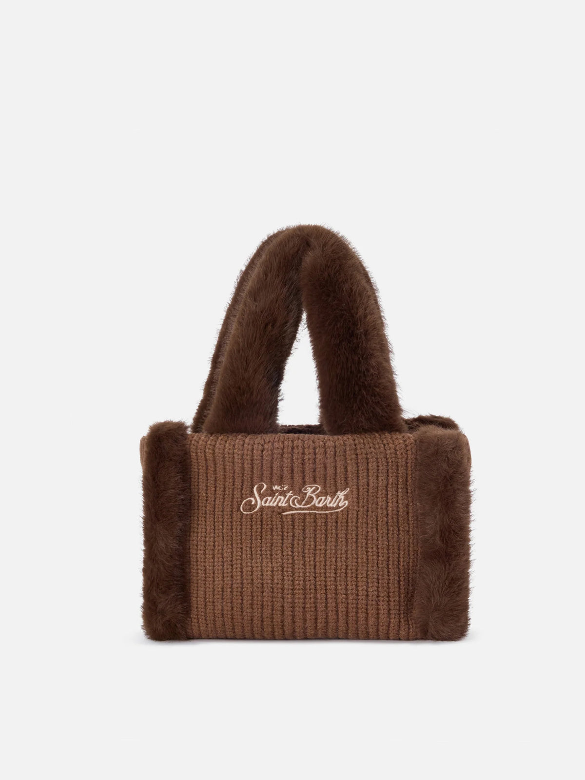 Mc2 Saint Barth Borsa Vanity Mini Shearling Rib Marrone