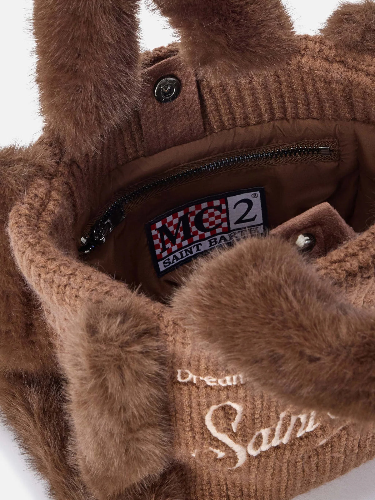 Mc2 Saint Barth Borsa Vanity Mini Shearling Rib Marrone