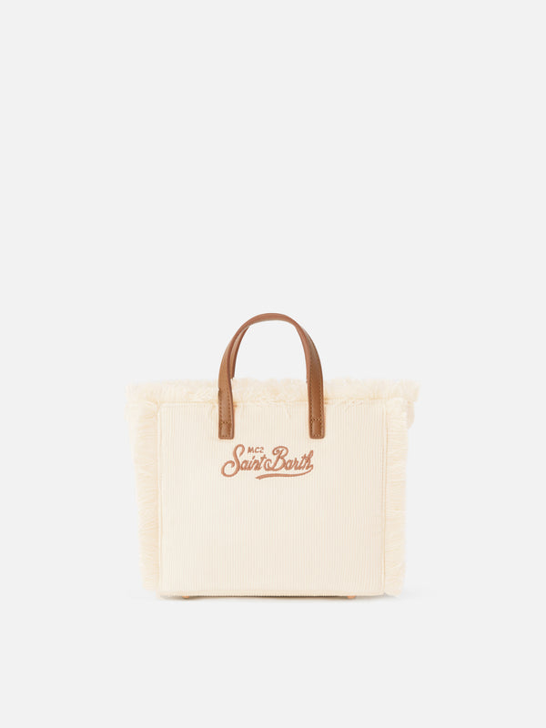 Mc2 Saint Barth Borsa Vanity Mini In Velluto A Coste Panna