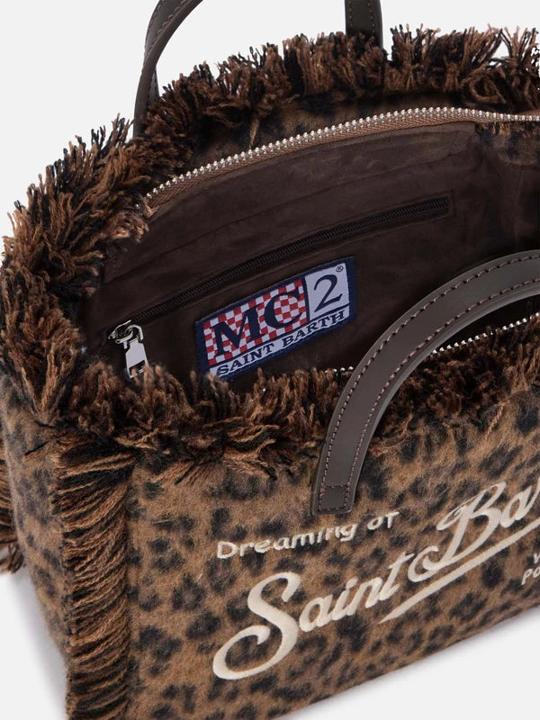 Mc2 Saint Barth Borsa Vanity Mini In Feltro Leopardata