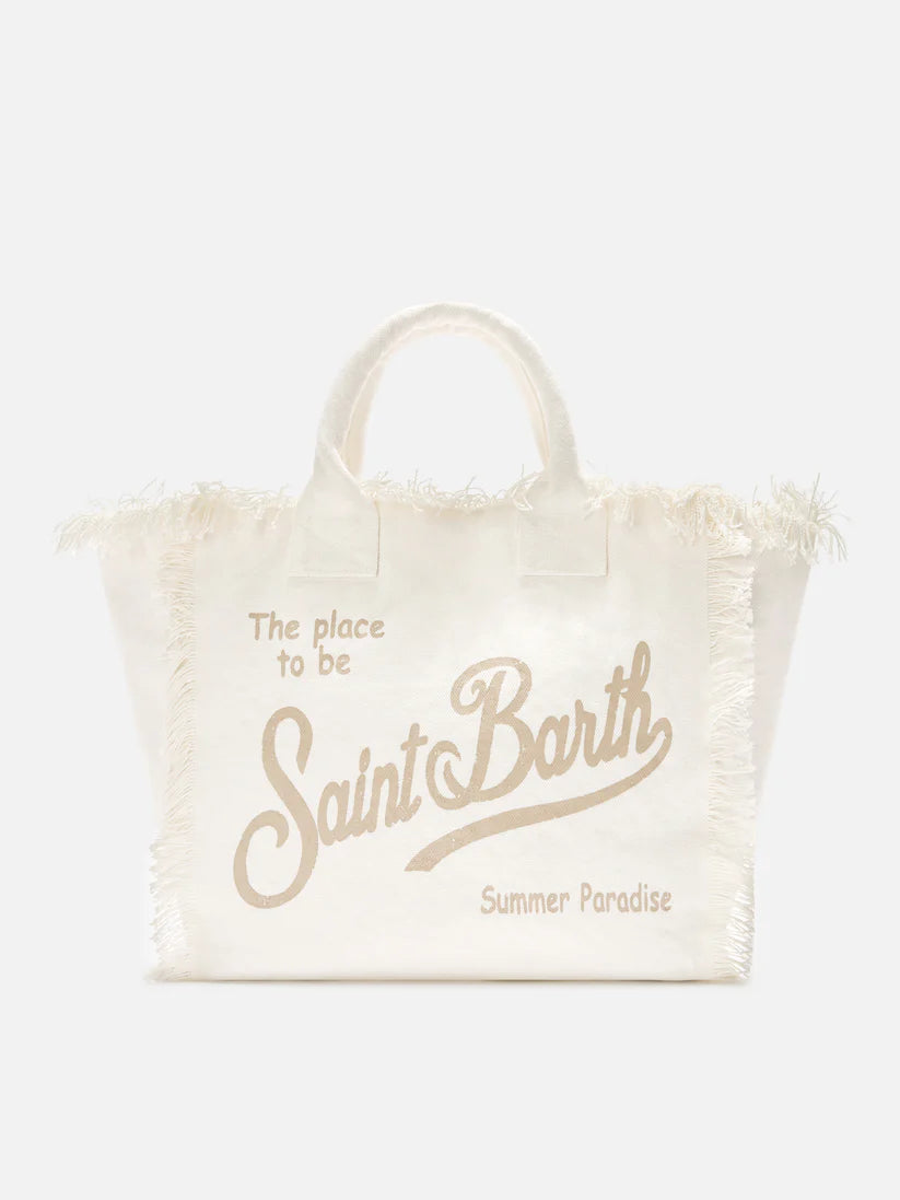 Mc2 Saint Barth Borsa Vanity Canvas Bianca