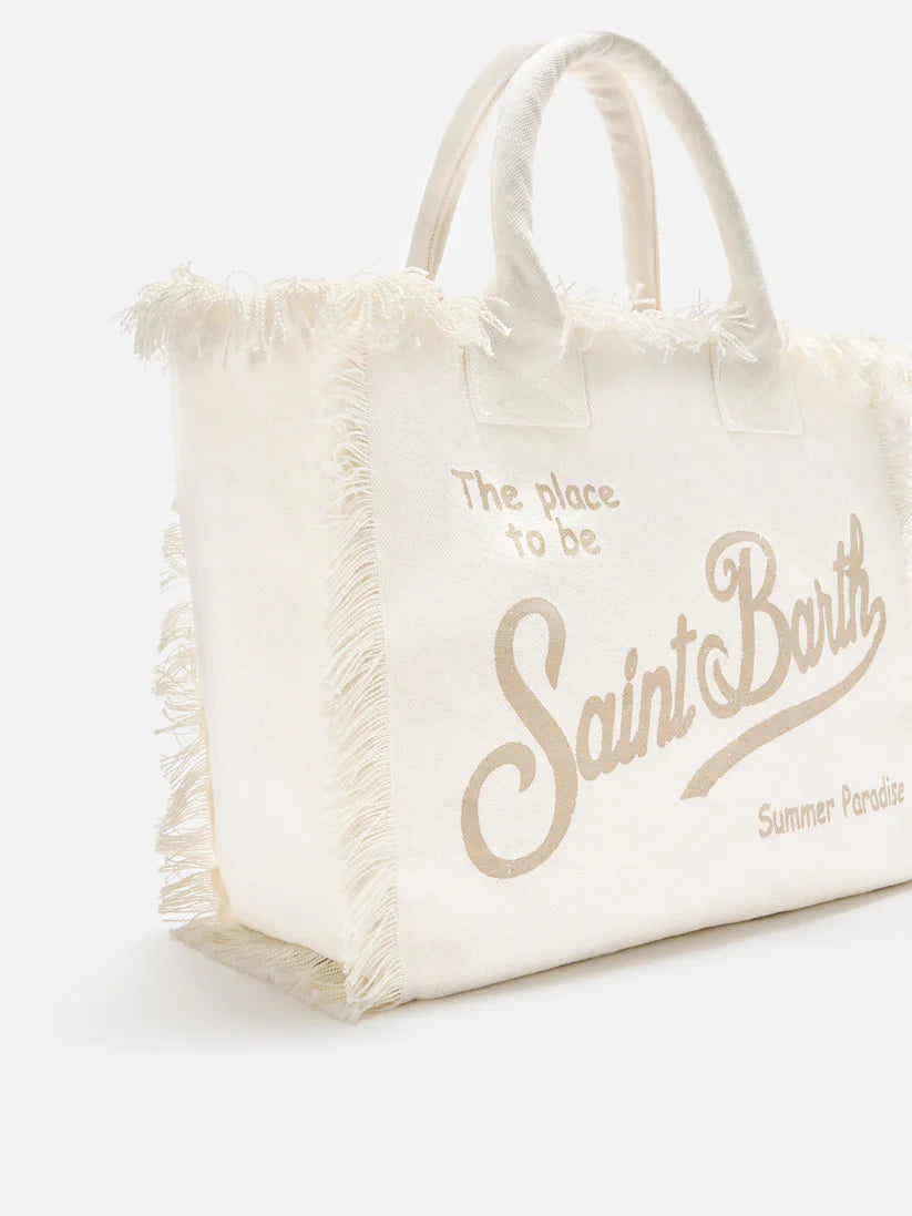 Mc2 Saint Barth Borsa Vanity Canvas Bianca