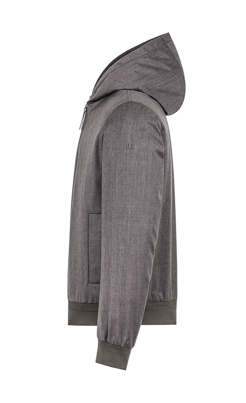 Duno Pure Wool Hooded Jacket Dark Stone
