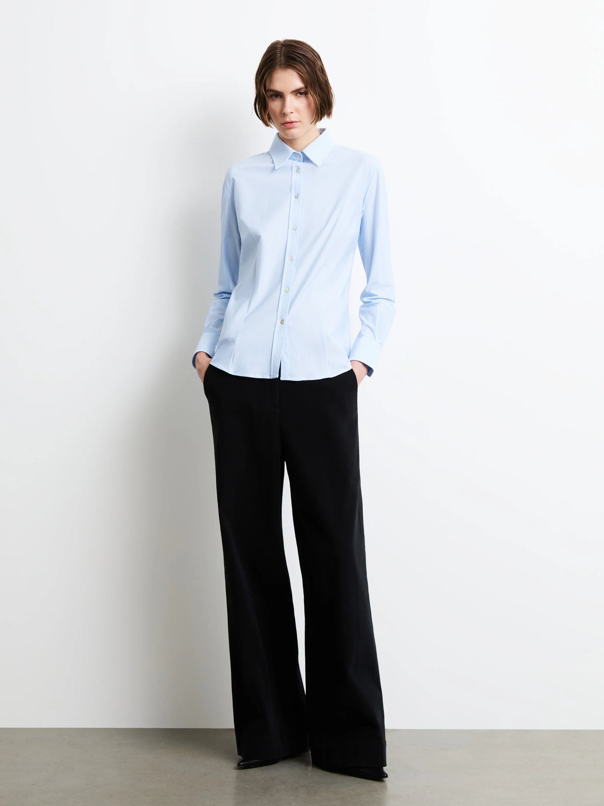 RRD Oxford Jacquard Wom Shirt Azure Stripe