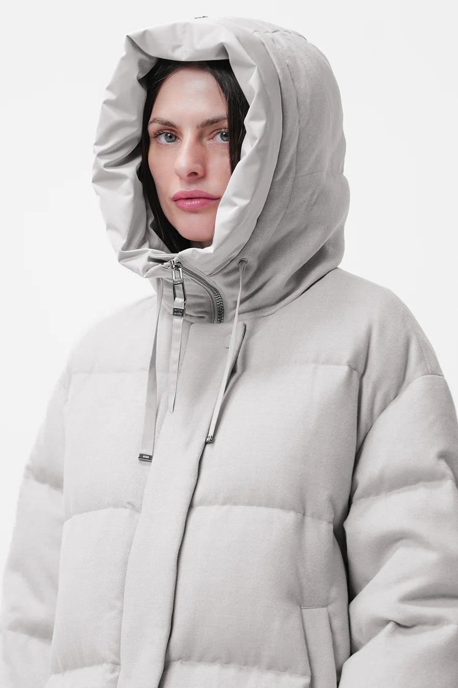Duno Yume Technical Wool And Polar White Satin Down Jacket