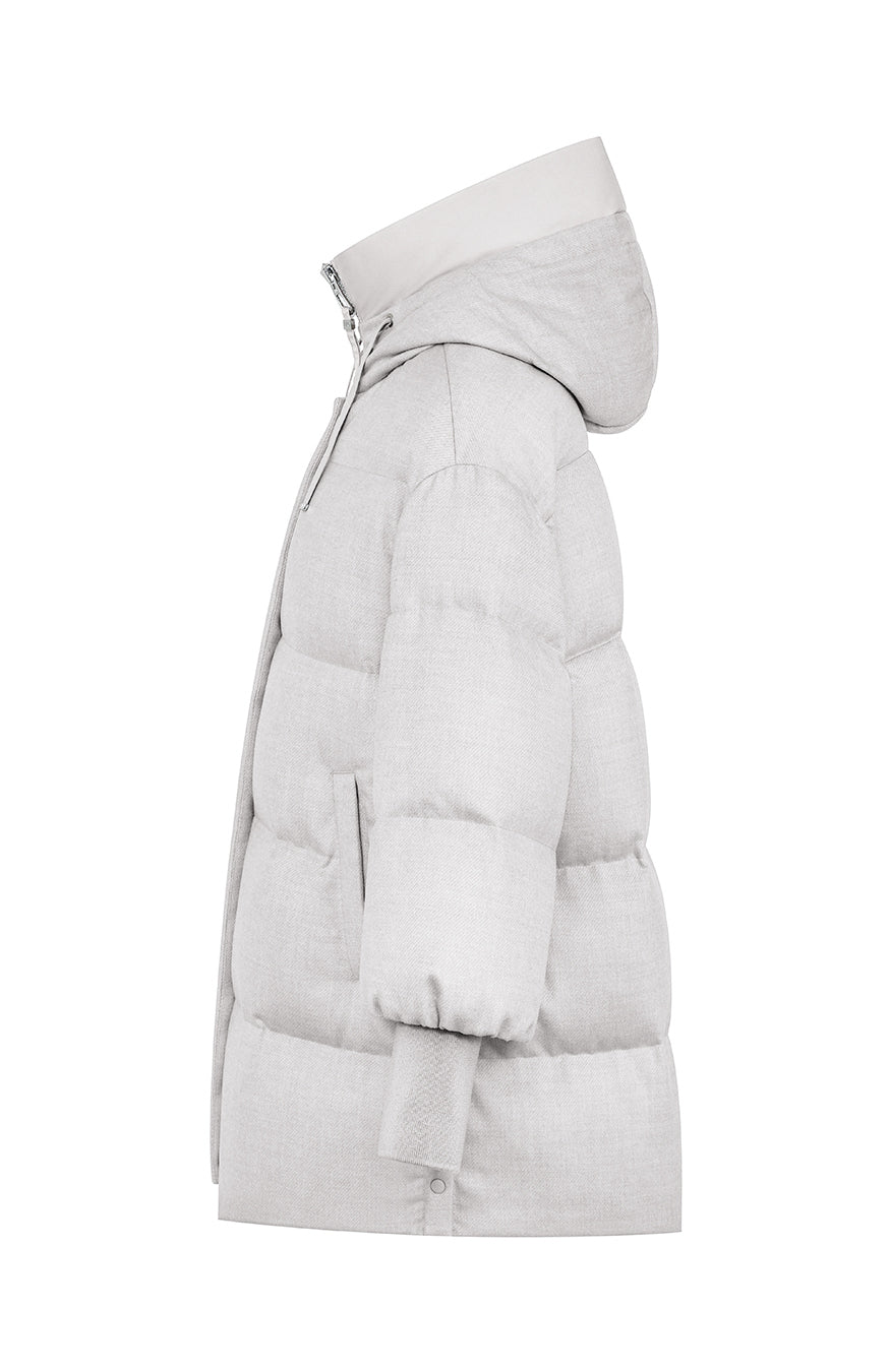 Duno Yume Technical Wool And Polar White Satin Down Jacket