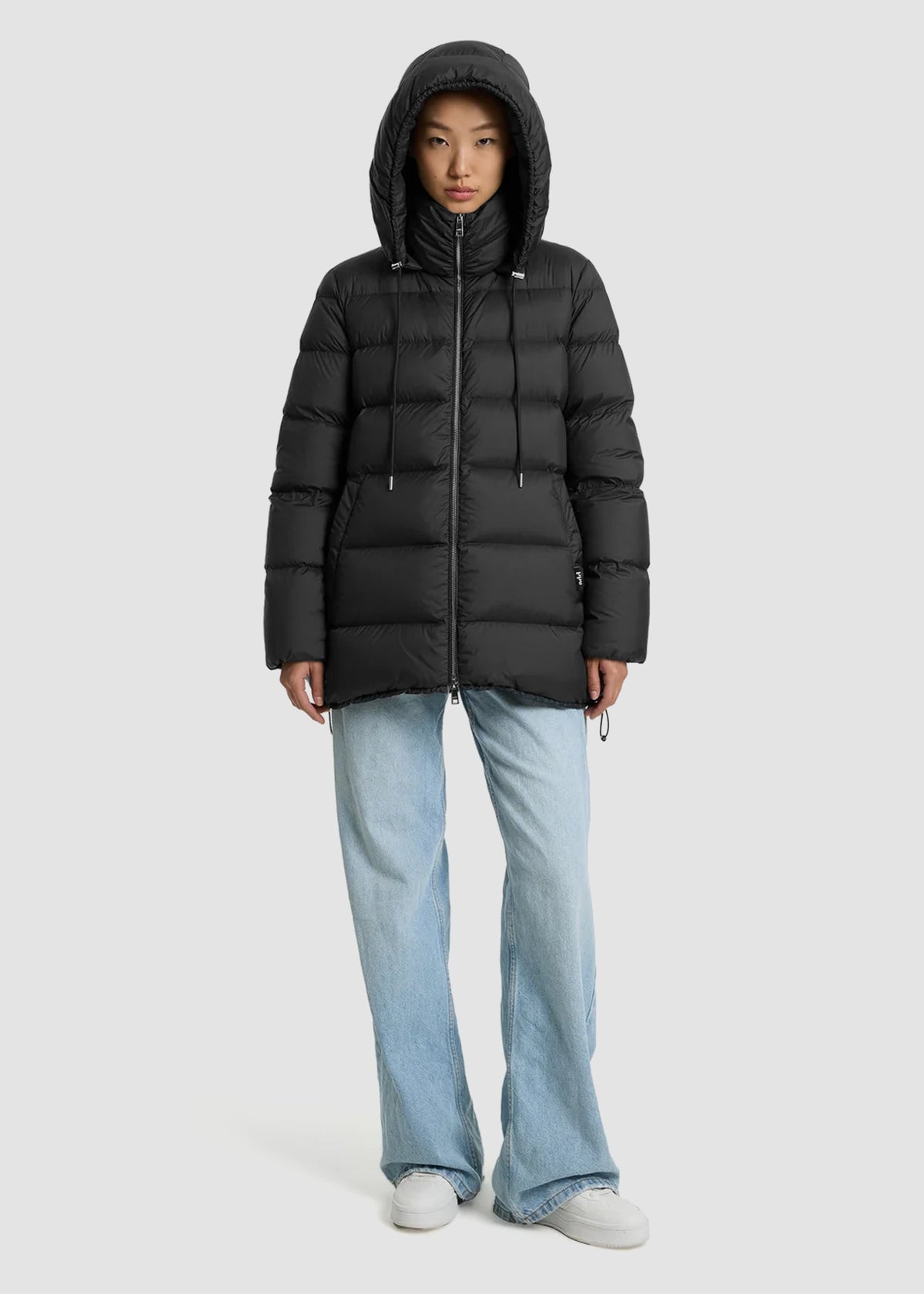 Add Matte Microfiber Medium Puffer Jacket Black