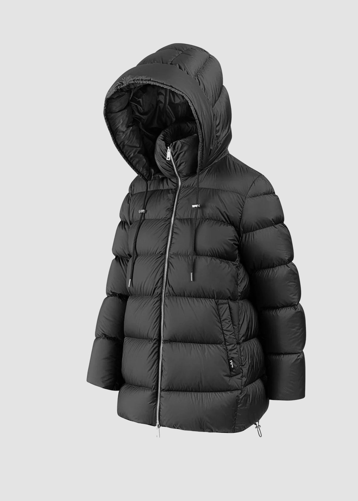 Add Matte Microfiber Medium Puffer Jacket Black