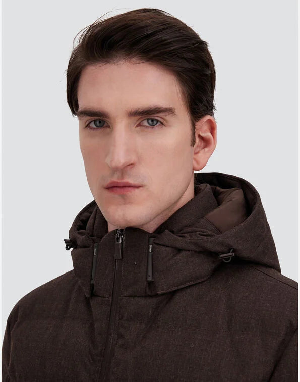 Herno Dark Brown Water-Repellent Flannel Jacket