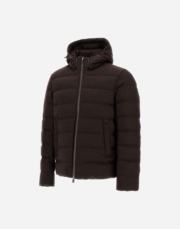 Herno Dark Brown Water-Repellent Flannel Jacket