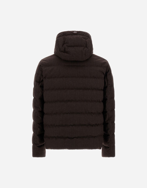 Herno Dark Brown Water-Repellent Flannel Jacket
