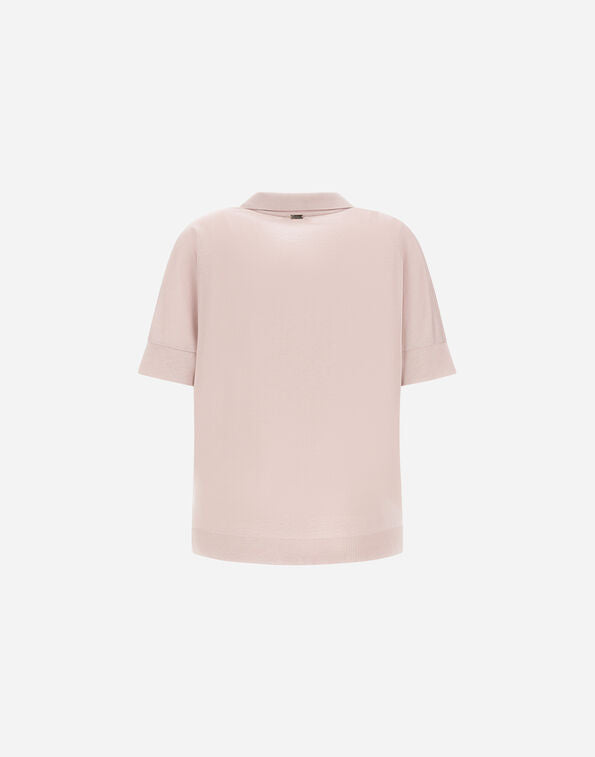 Herno Polo In Glam Knit Effect Rosa Cipria