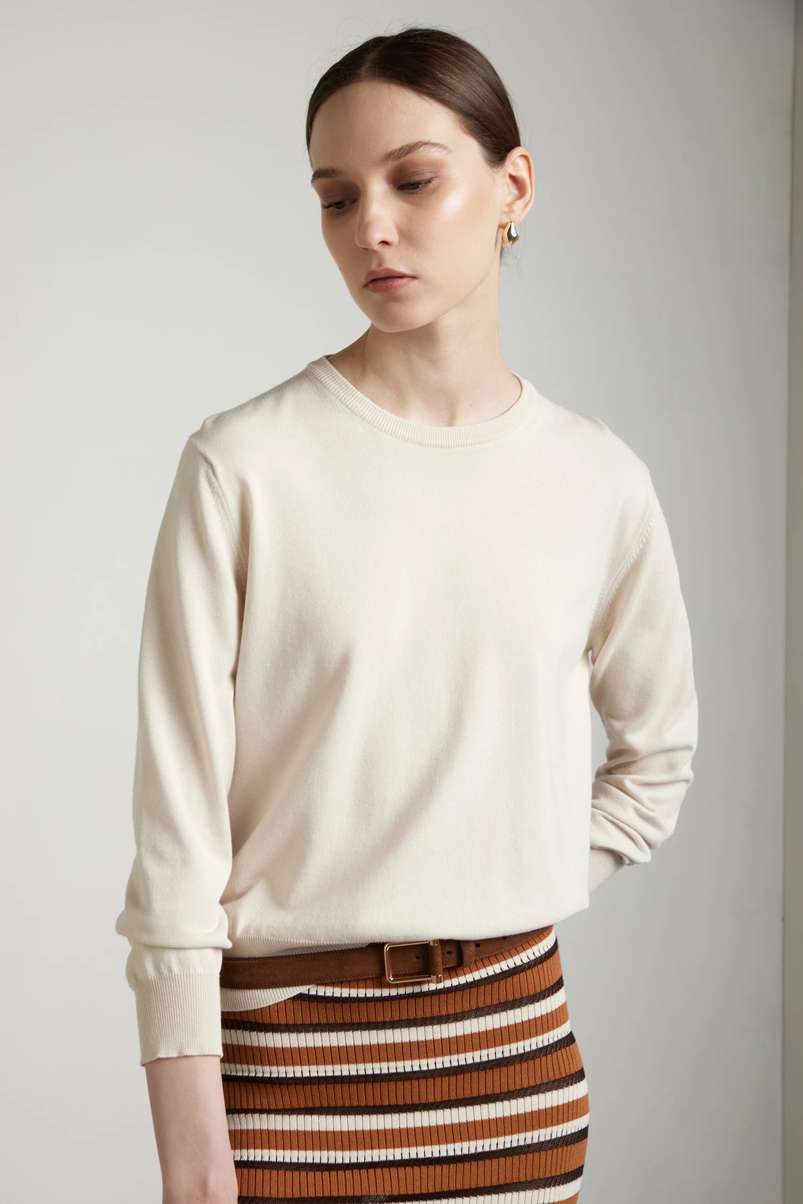 kangra-S6A350301-maglia-girocollo-manica-lunga-rasata-burro-1