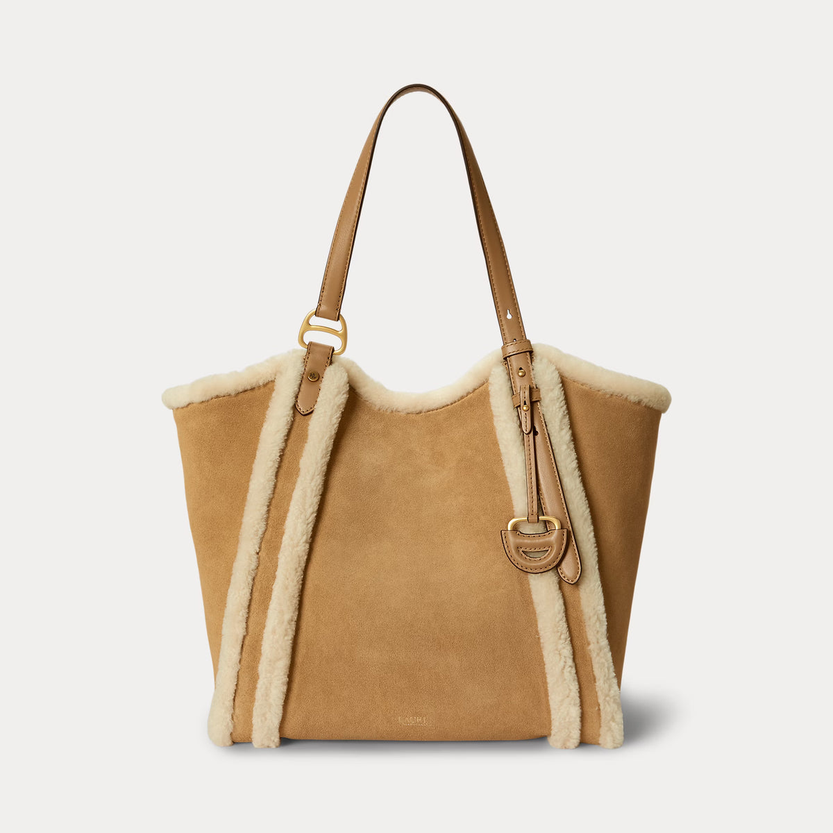 Lauren Ralph Lauren Borsa Tote Tasha Con Finitura Shearling Cammello