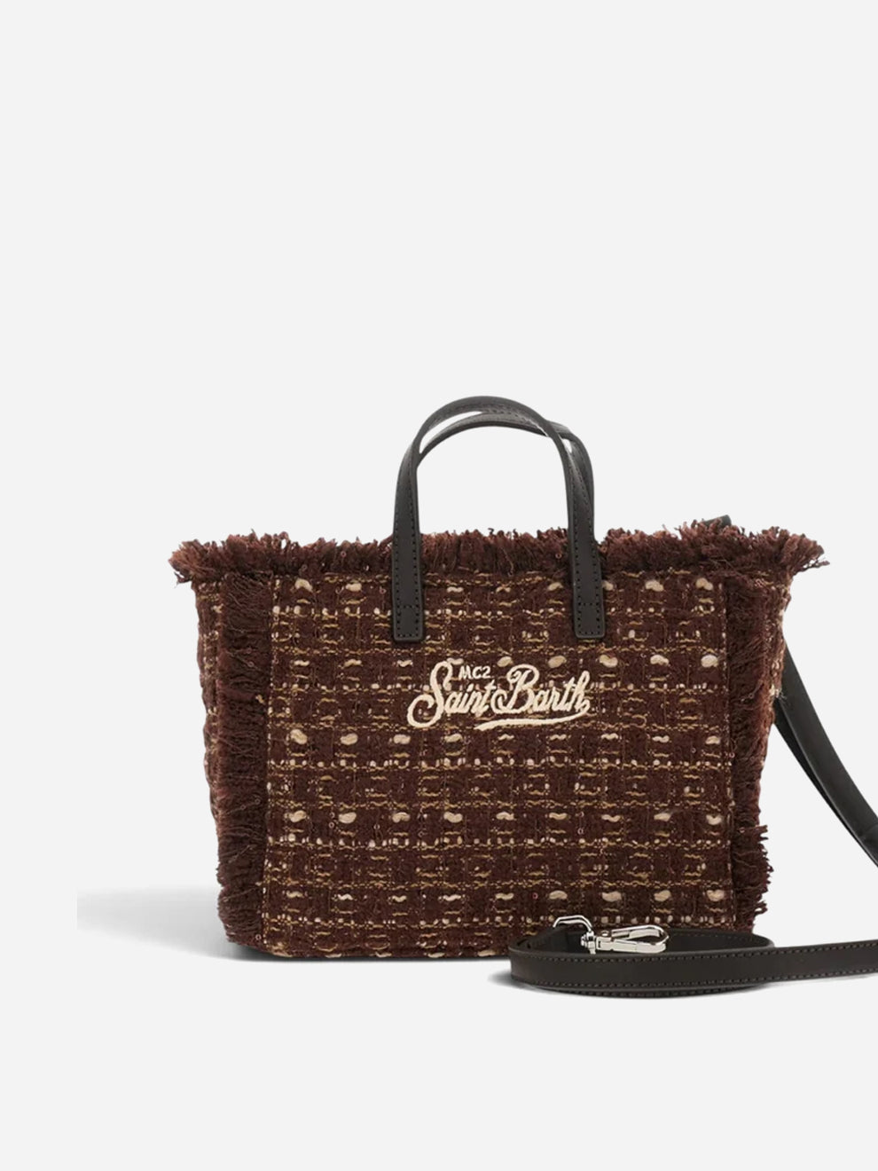 Mc2 Saint Barth Borsa Colette In Tweed Shiny Marrone