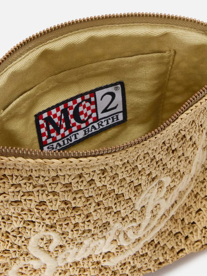 Mc2 Saint Barth Borsa Pouch In Raffia Intrecciata Beige