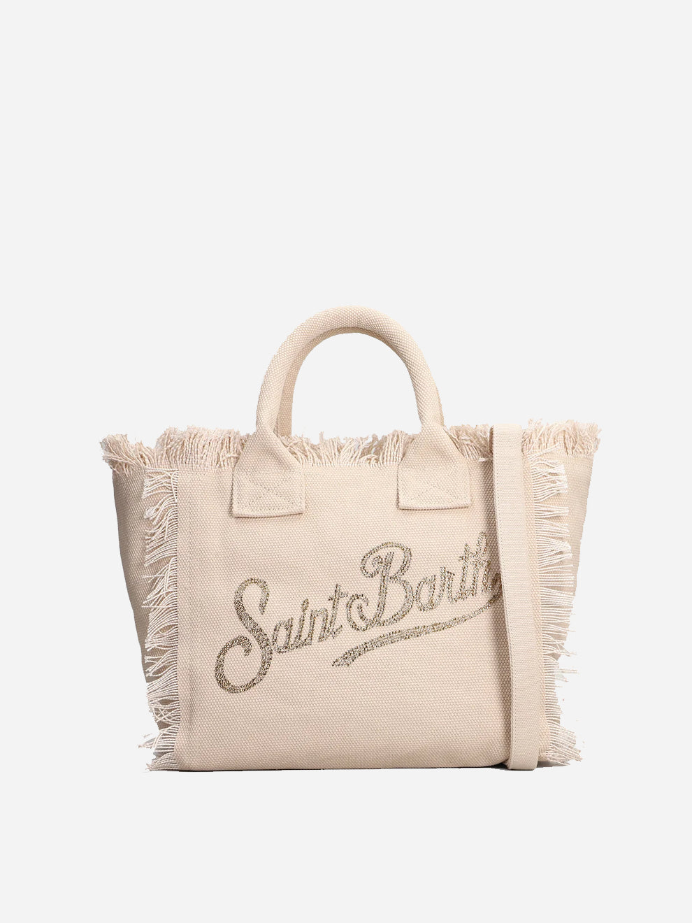 Mc2 Saint Barth Borsa Colette Canvas Con Strass Beige