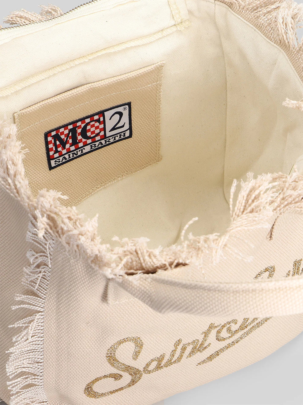 Mc2 Saint Barth Borsa Colette Canvas Con Strass Beige