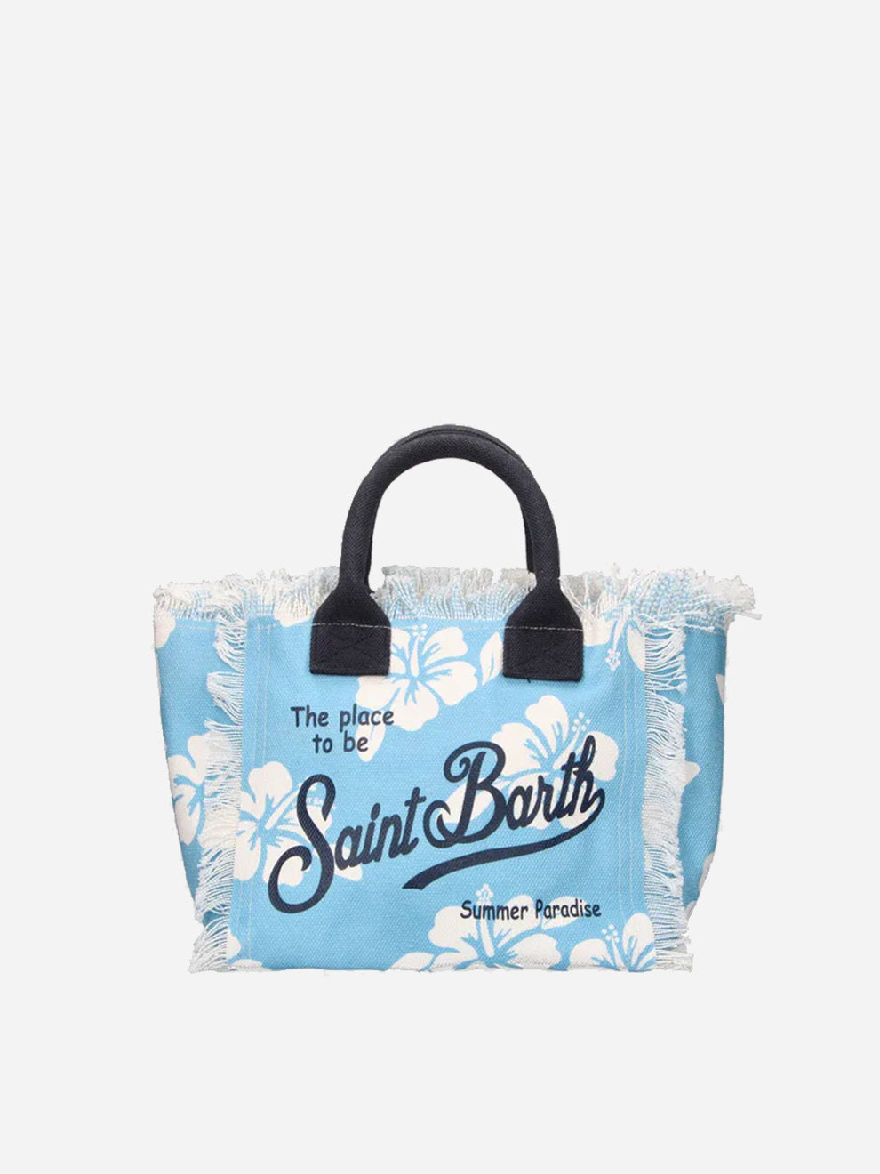 Mc2 Saint Barth Borsa Colette Canvas Hibiscus Azzurro