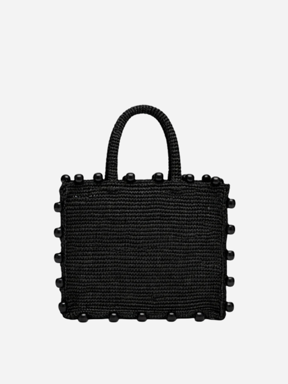 Mc2 Saint Barth Borsa Colette In Rafia Con Perline Nera