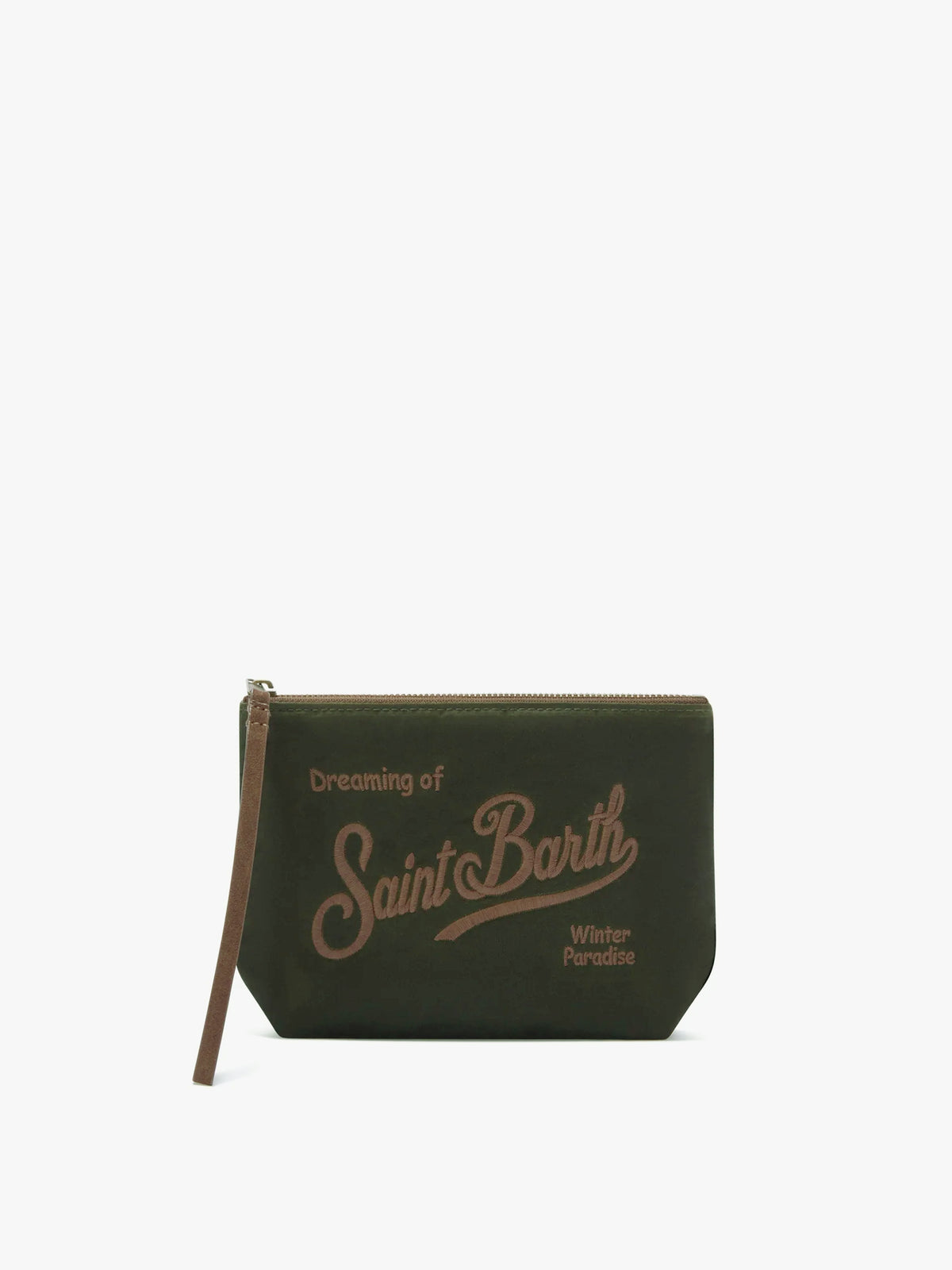 military-green-aline-waxed-pochette-with-logo-embroidery