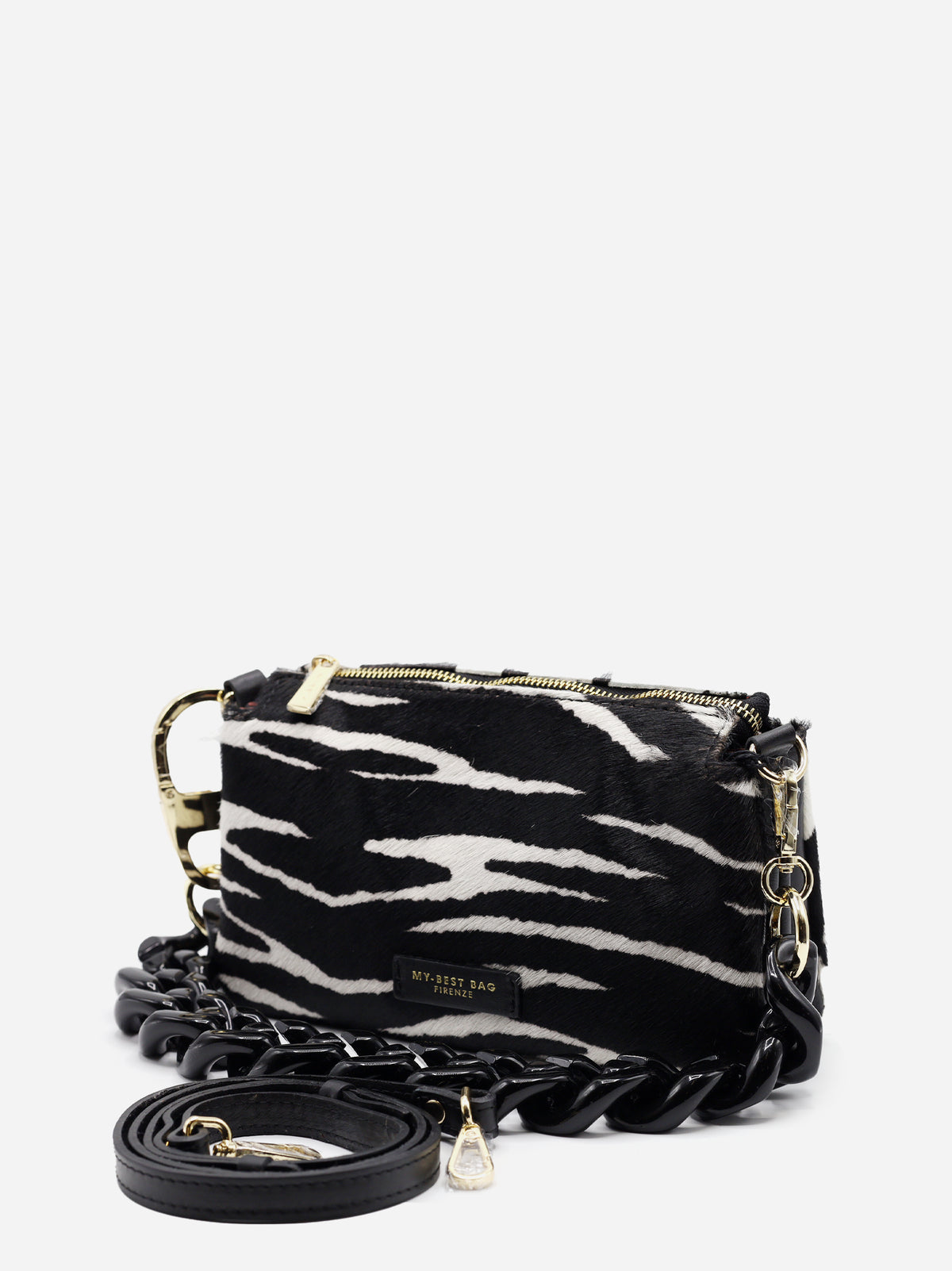 My Best Bag Borsa Reflex Small In Cavallino Double Bianco E Nero