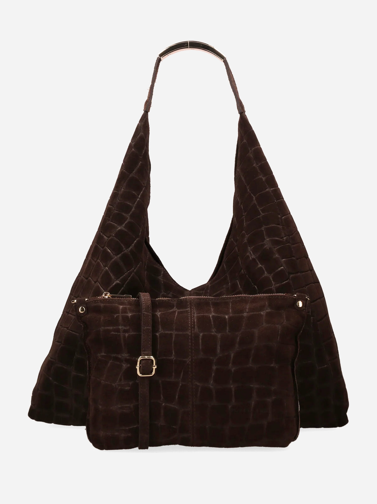 My Best Bag Borsa Ellisse Croco Suede Big Dark Brown