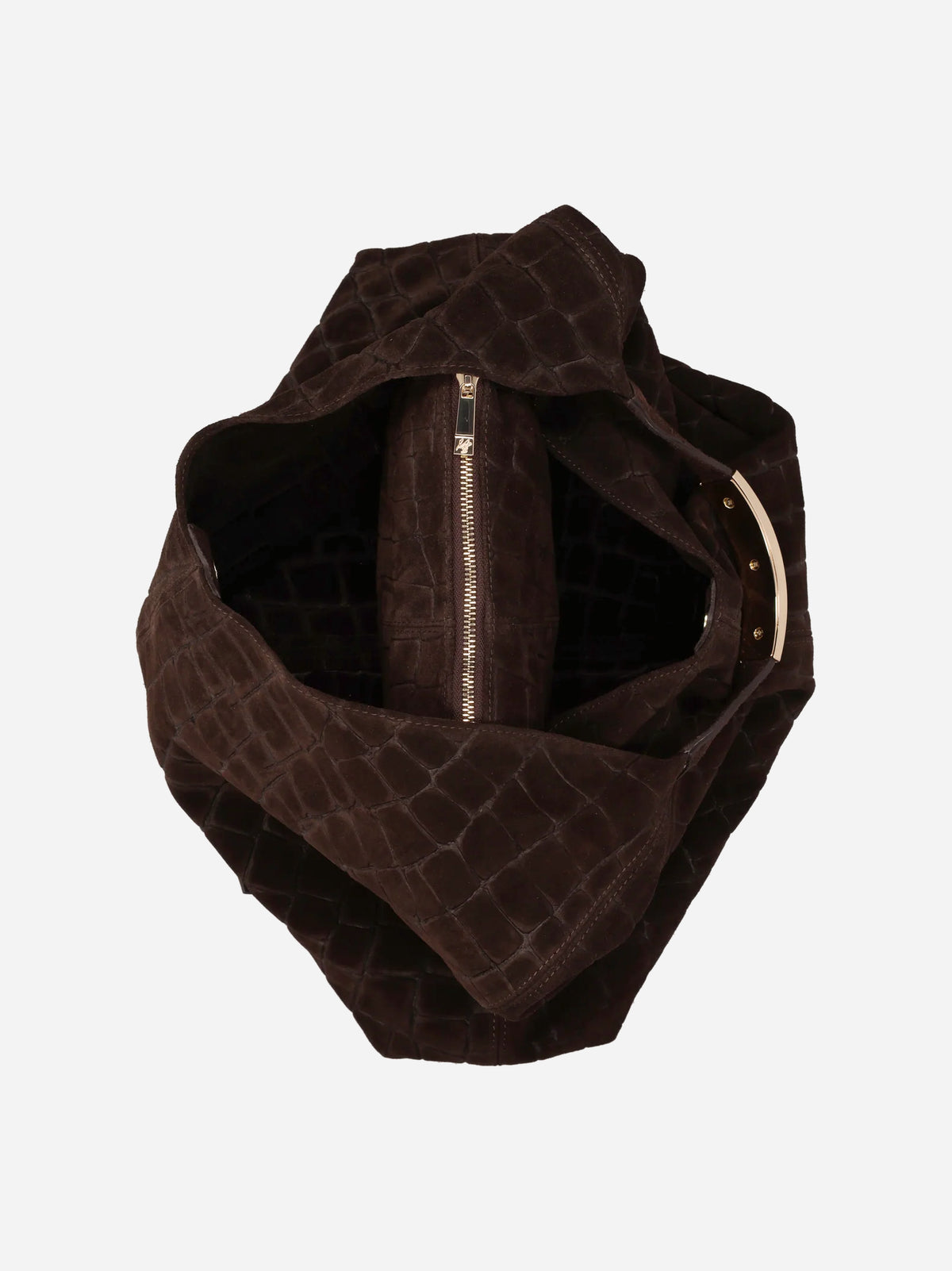 My Best Bag Borsa Ellisse Croco Suede Big Dark Brown