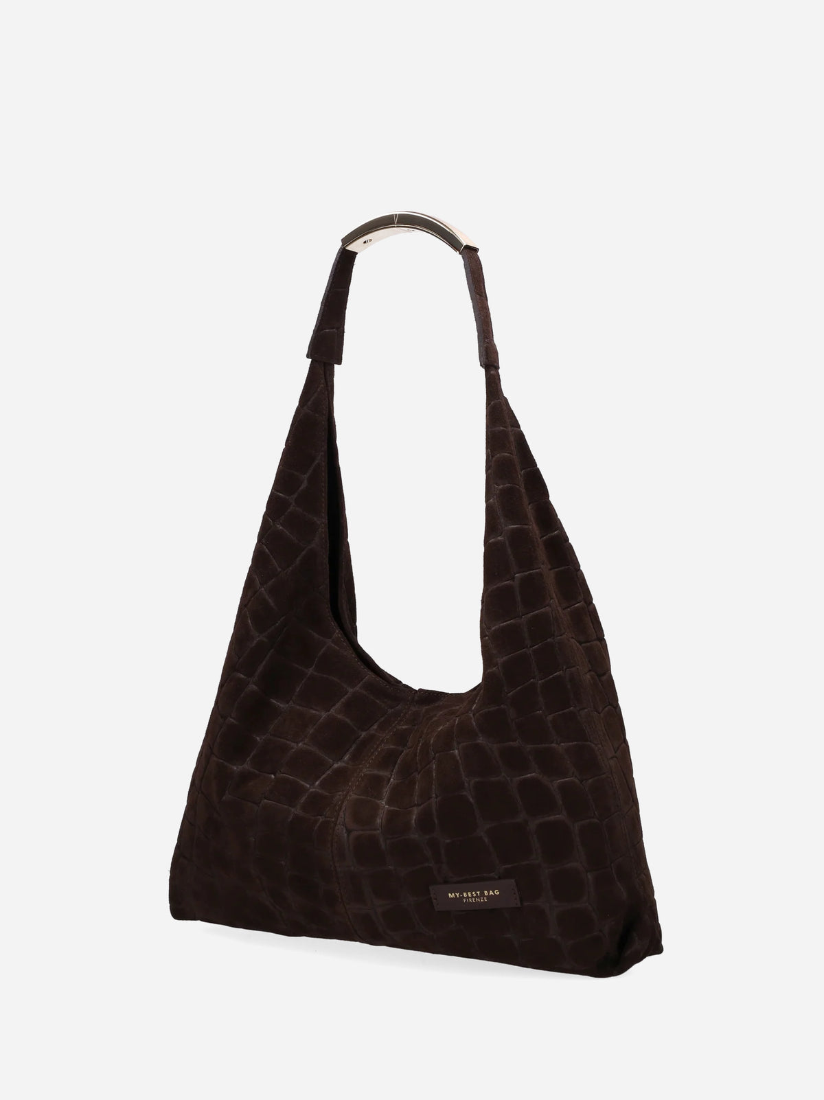My Best Bag Borsa Ellisse Croco Suede Small Dark Brown