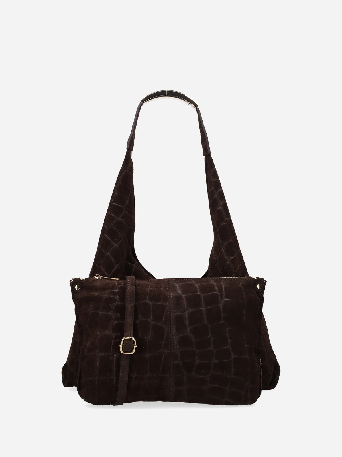 My Best Bag Borsa Ellisse Croco Suede Small Dark Brown