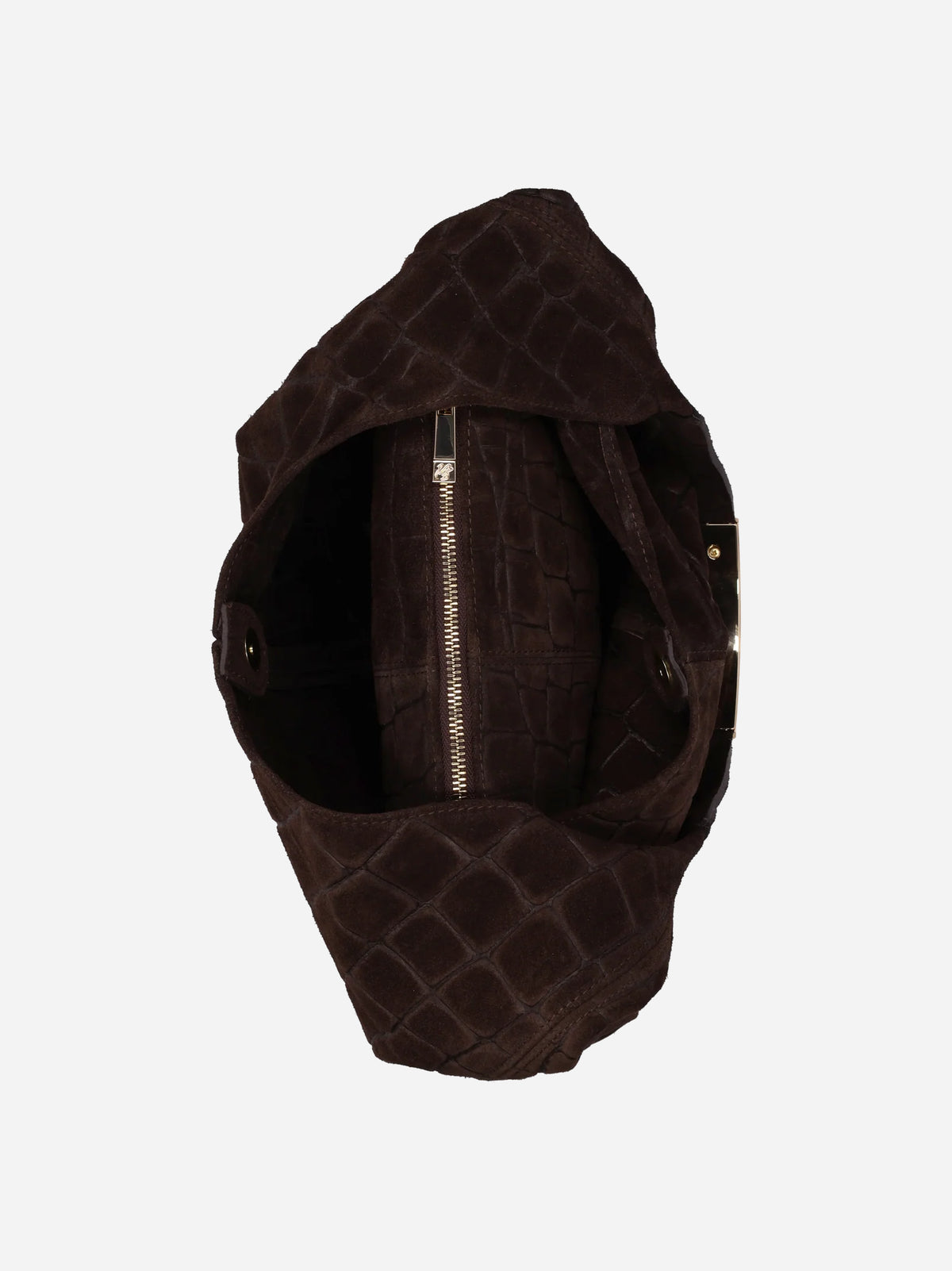 My Best Bag Borsa Ellisse Croco Suede Small Dark Brown
