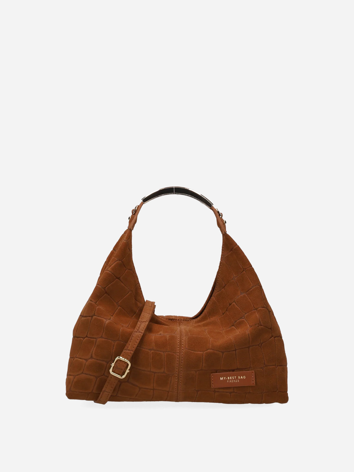 My Best Bag Borsa Ellisse Bauletto Croco Suede Cognac