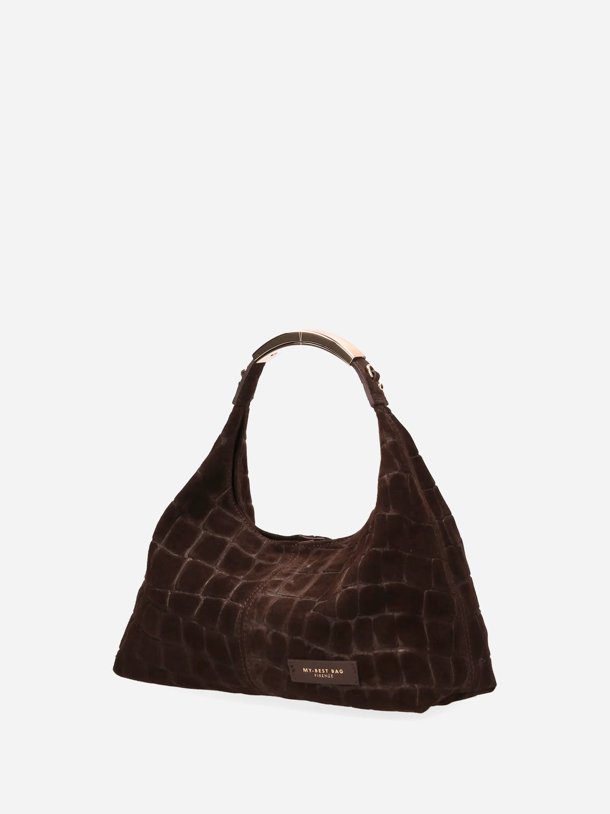My Best Bag Borsa Ellisse Bauletto Croco Suede Dark Brown