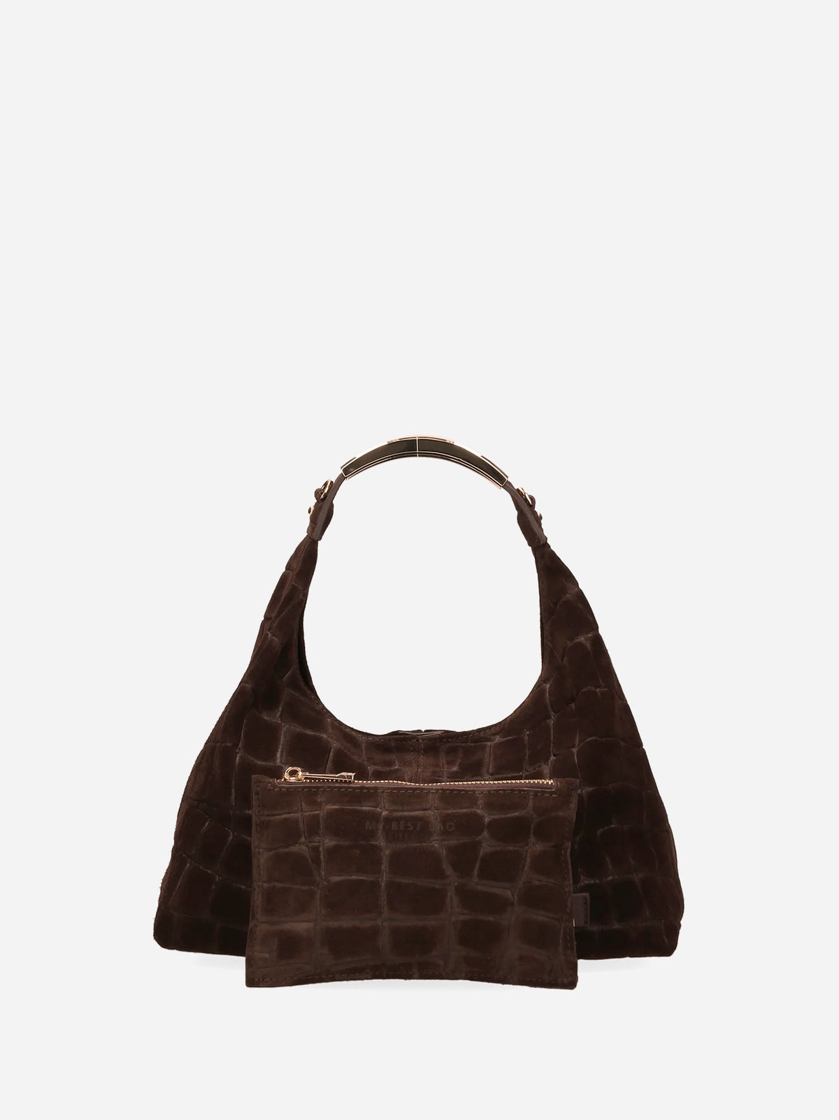 My Best Bag Borsa Ellisse Bauletto Croco Suede Dark Brown