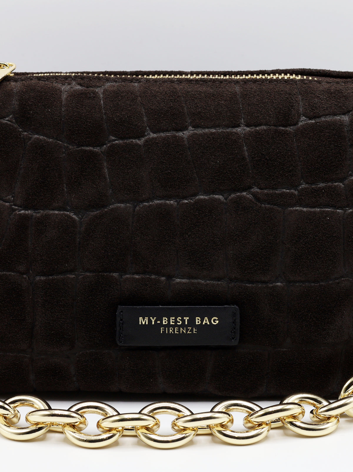 My Best Bag Borsa Reflex Small In Suede Stampa Cocco Dark Brown