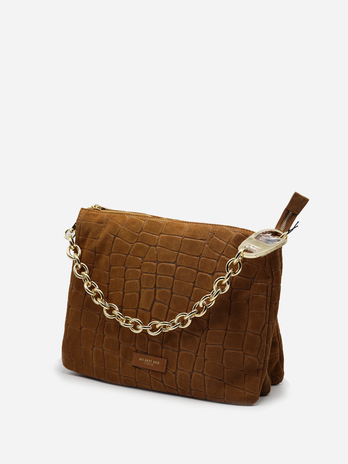 My Best Bag Borsa Reflex Big In Suede Stampa Cocco Cognac
