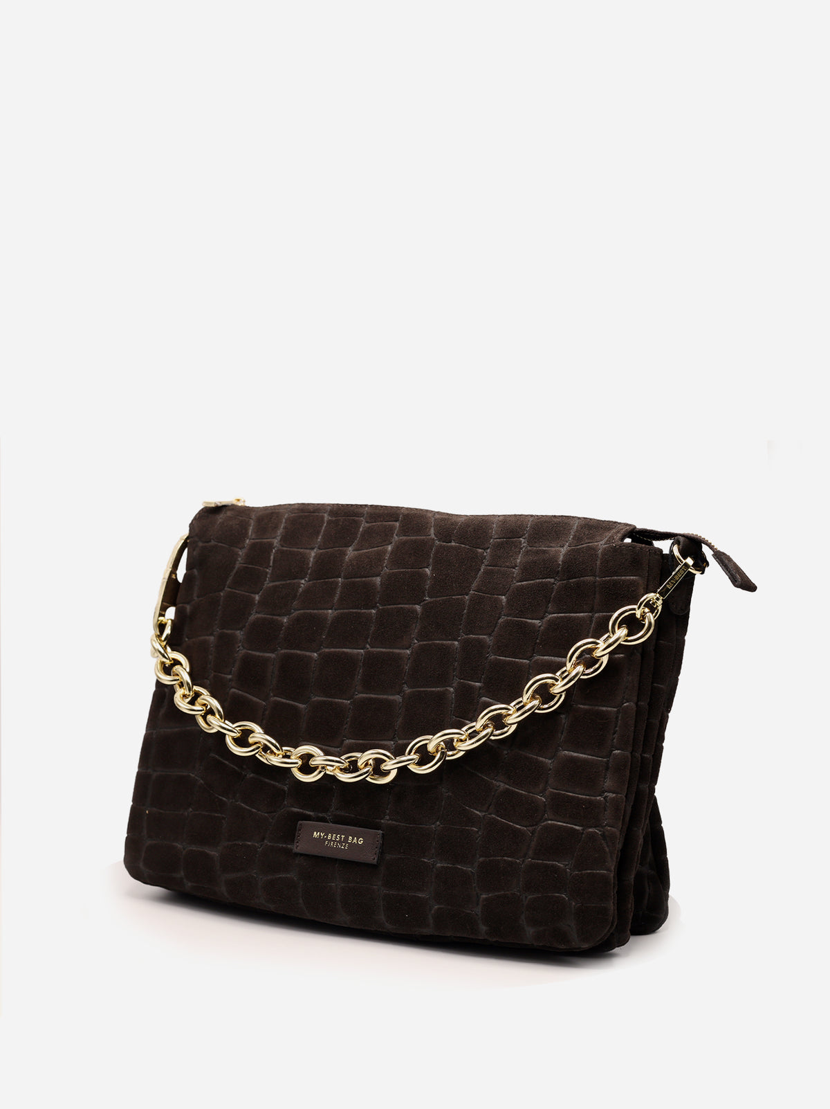 My Best Bag Borsa Reflex Big In Suede Stampa Cocco Dark Brown