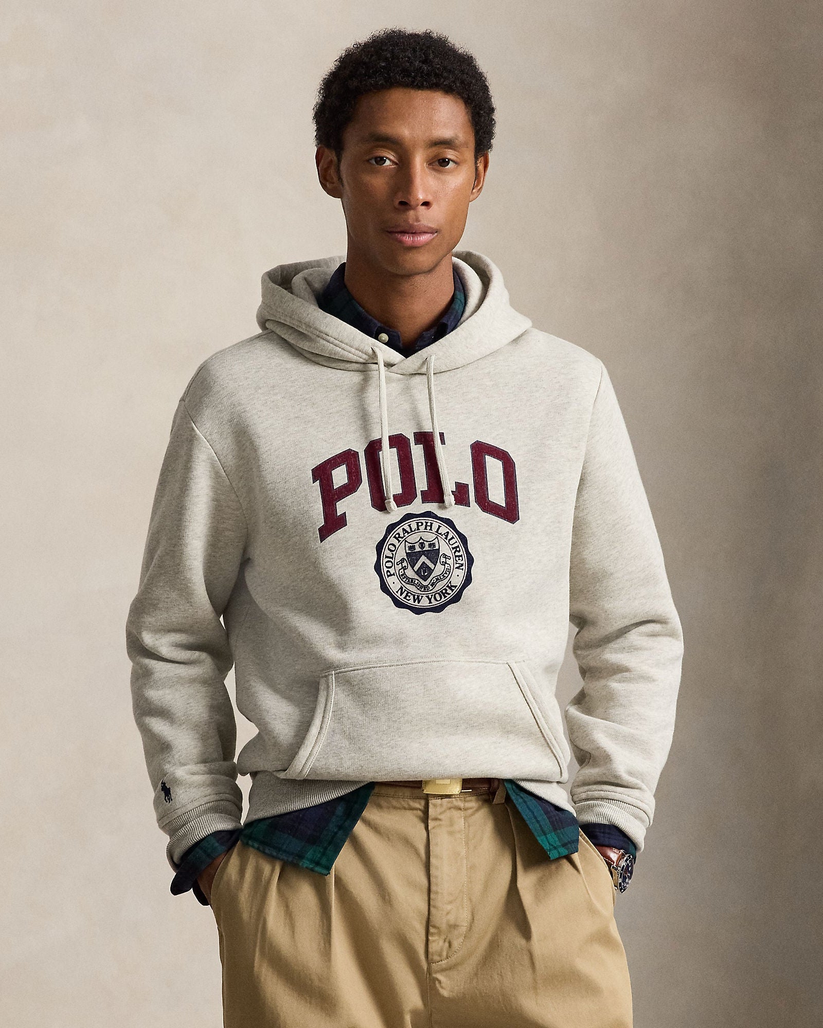 Polo Ralph Lauren Felpa Con Cappuccio E Logo Grigia