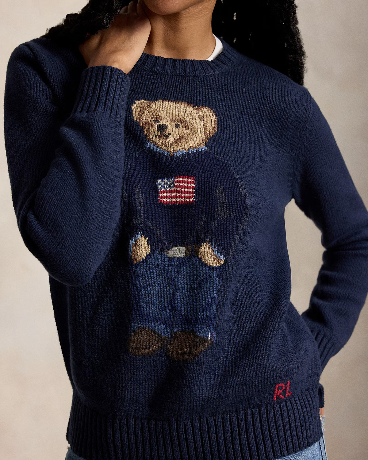 Polo Ralph Lauren Maglia Polo Bear In Cotone E Lino Navy