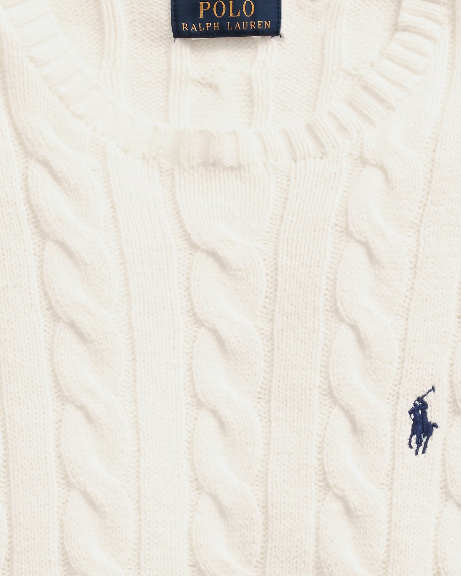 Polo Ralph Lauren Maglia In Cotone A Trecce Panna