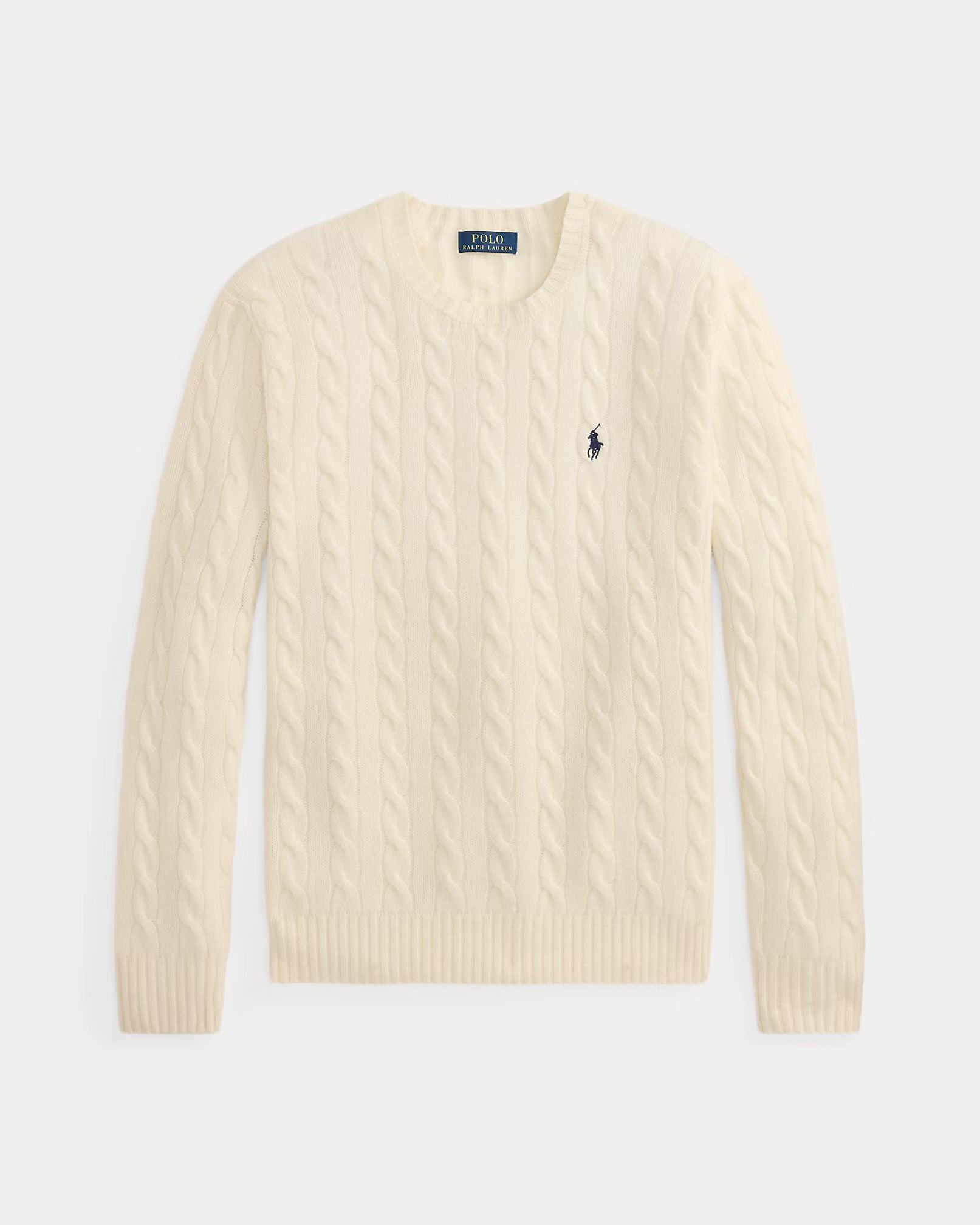 Polo Ralph Lauren Cream Braided Wool And Cashmere Knit Sweater