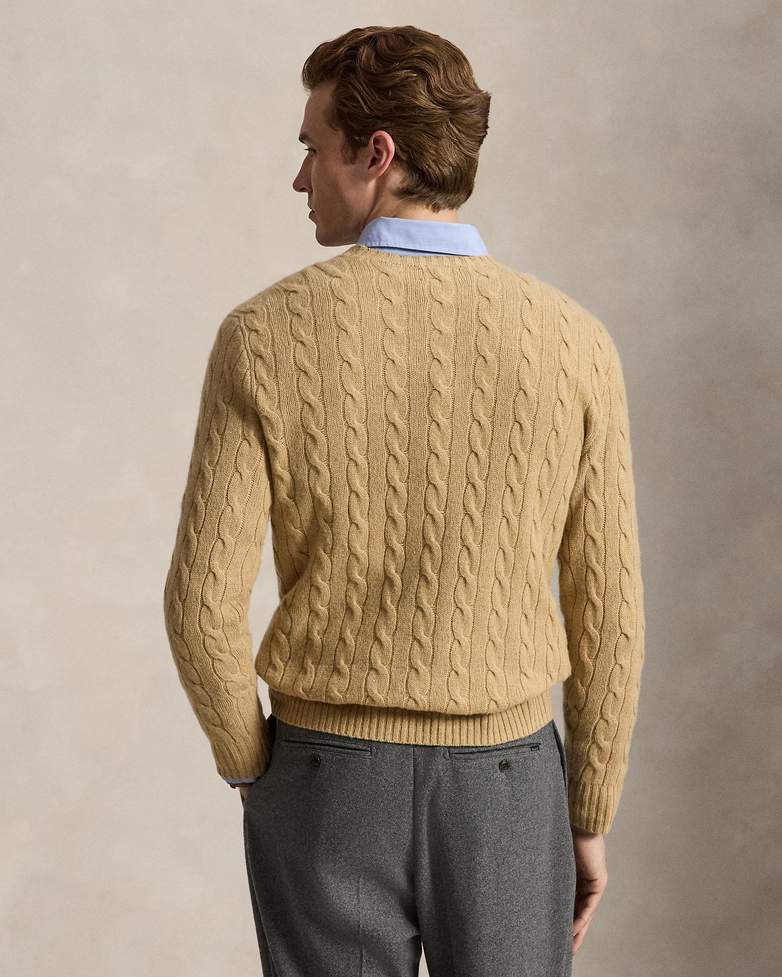 Polo Ralph Lauren Maglia In Lana E Cashmere A Trecce Camel