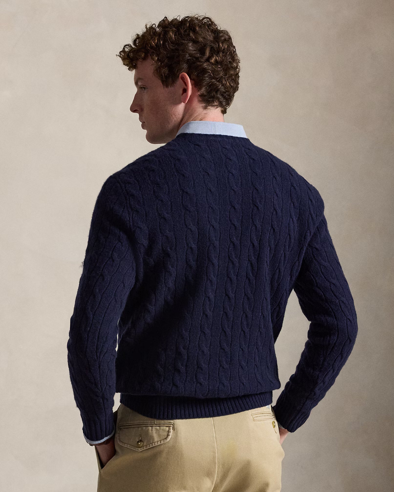 Polo Ralph Lauren Maglia In Lana E Cashmere A Trecce Navy