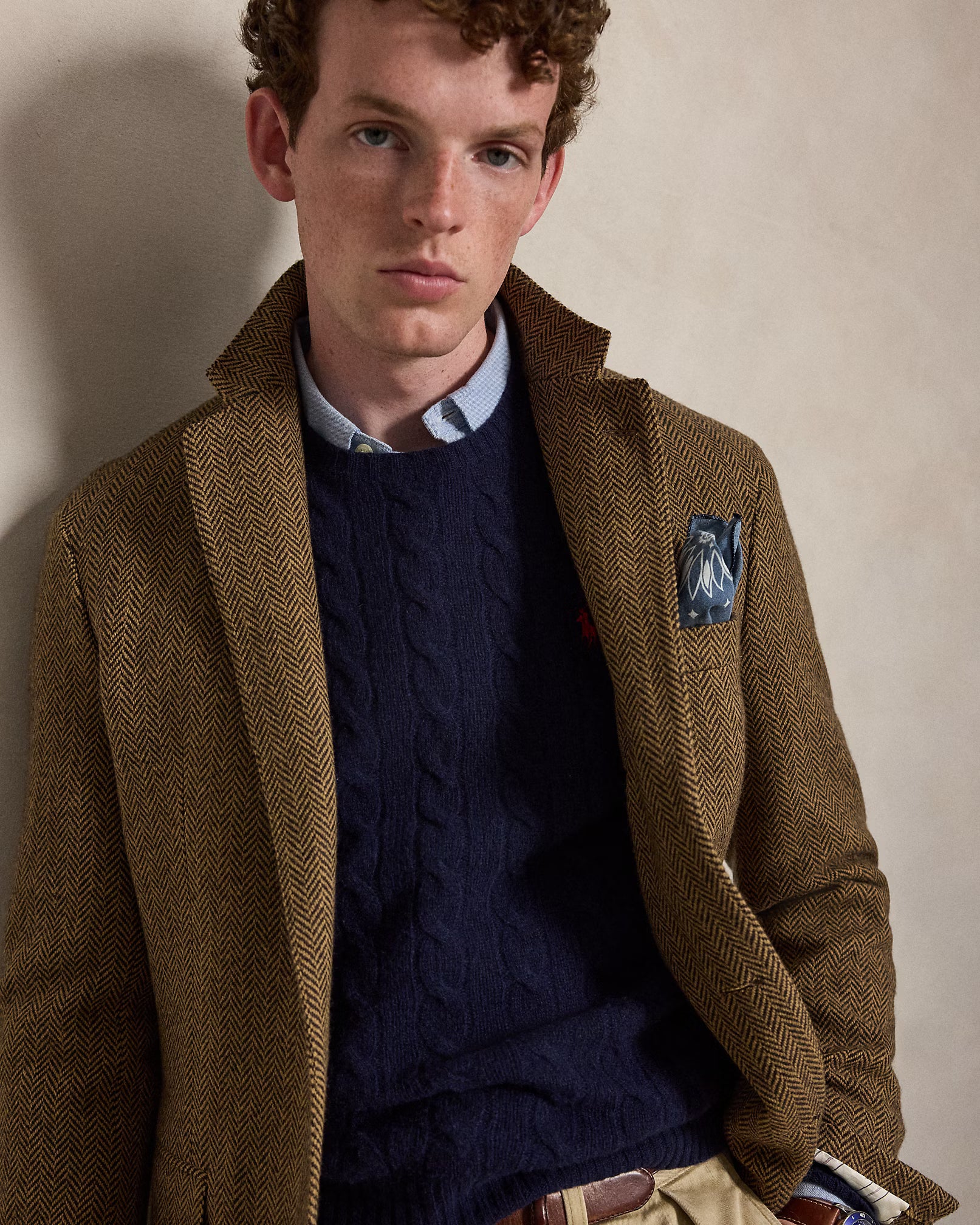 Polo Ralph Lauren Maglia In Lana E Cashmere A Trecce Navy