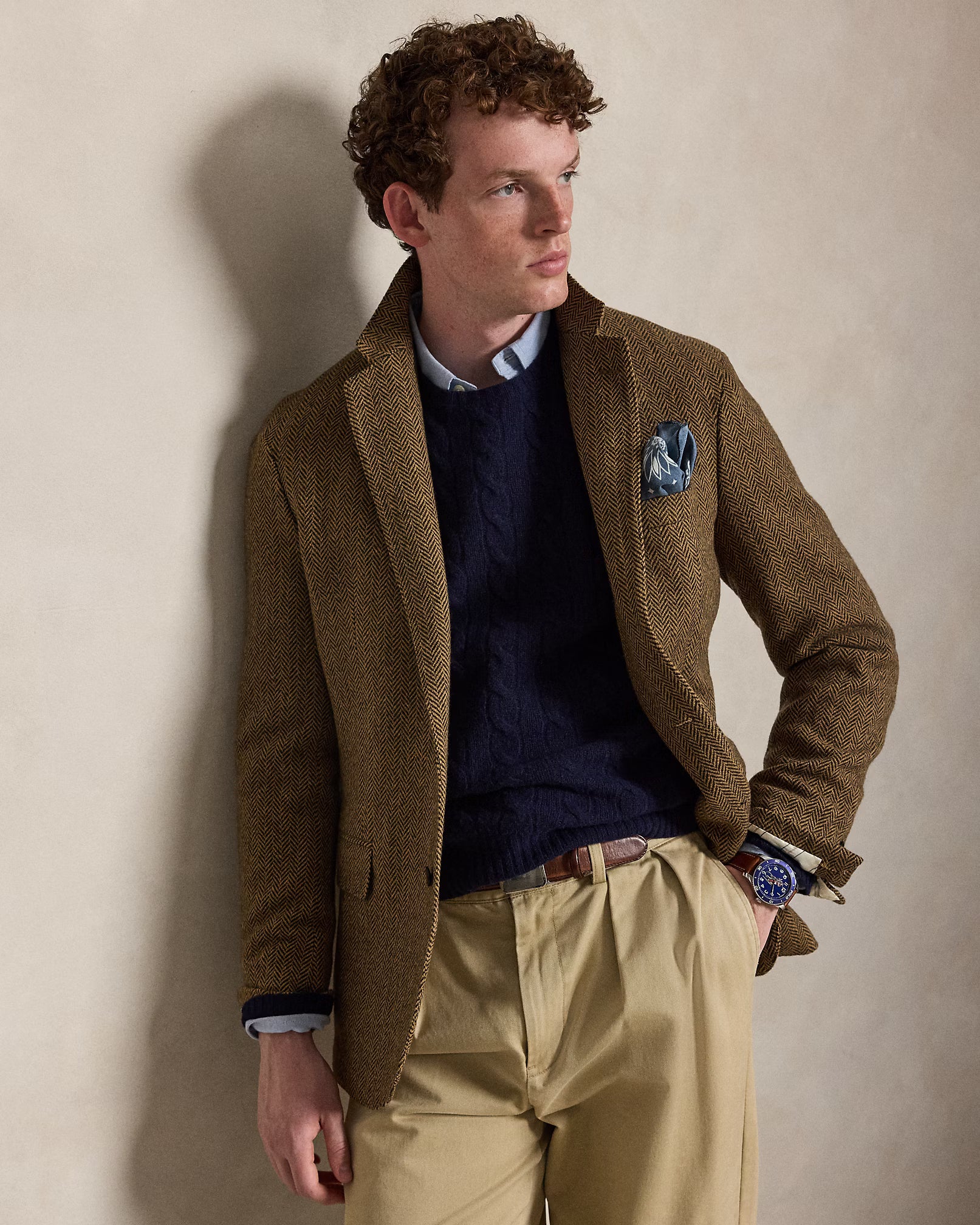 Polo Ralph Lauren Maglia In Lana E Cashmere A Trecce Navy