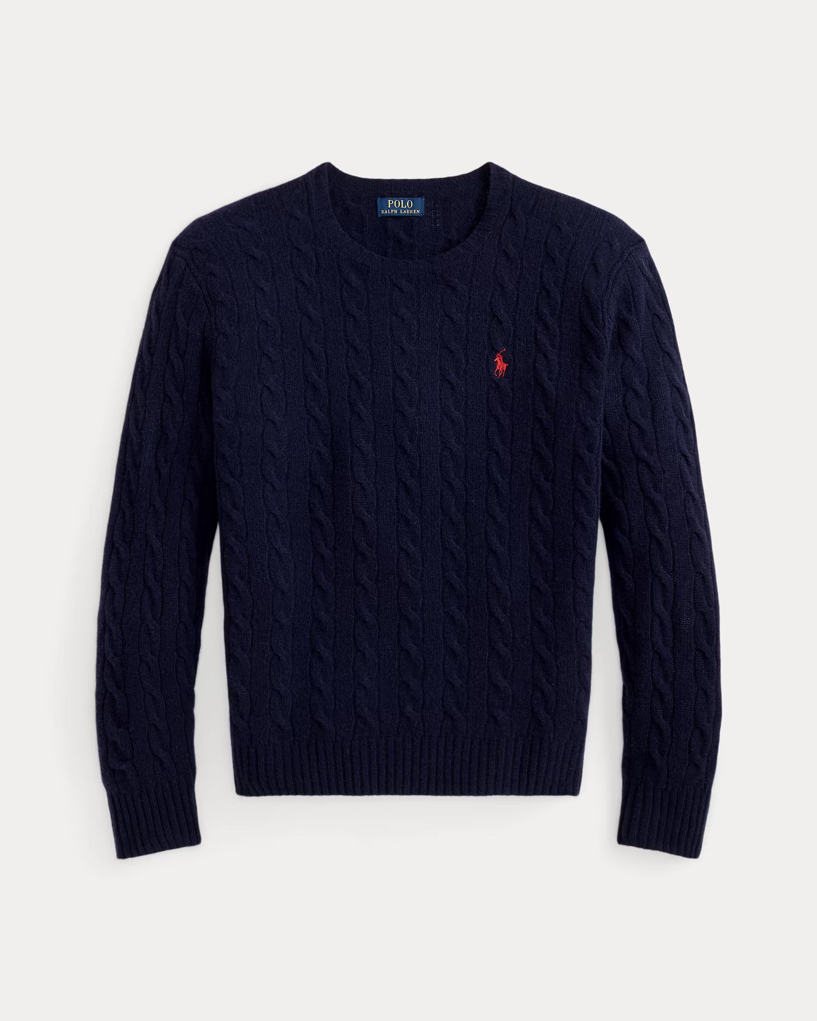 Polo Ralph Lauren Maglia In Lana E Cashmere A Trecce Navy