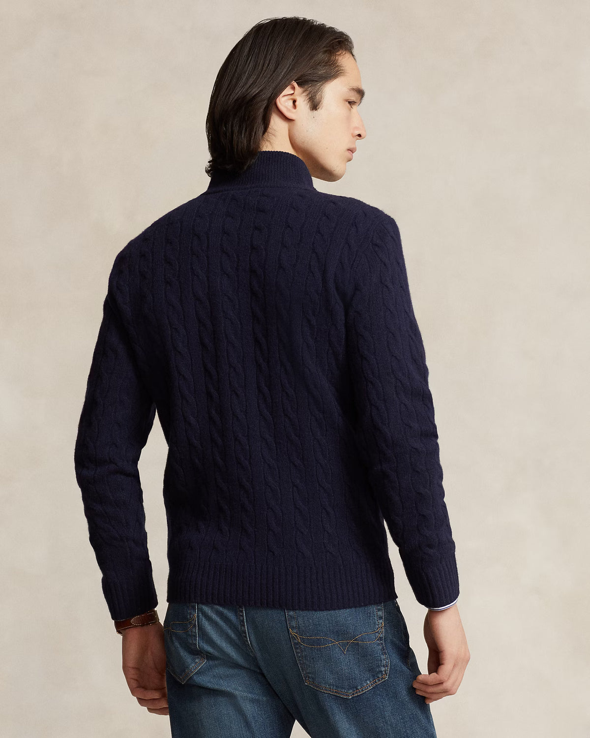 Polo Ralph Lauren Maglia A Trecce Con Cerniera Navy