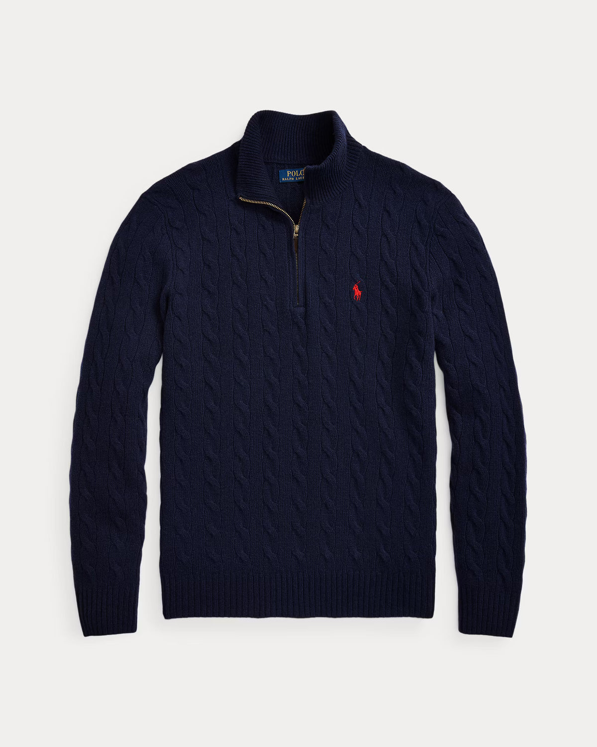 Polo Ralph Lauren Maglia A Trecce Con Cerniera Navy